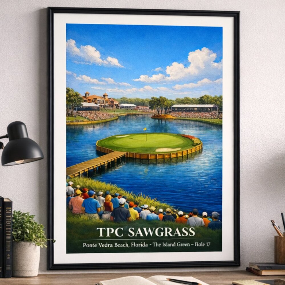 TPC Sawgrass Island Green Framed Art 13×19 | Island Green | Golf Wall Art